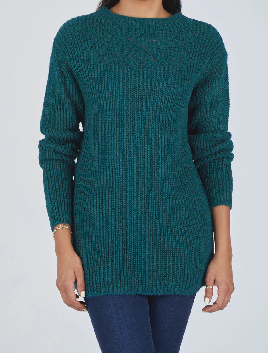 Pull long uni - Bleu canard - Image 4
