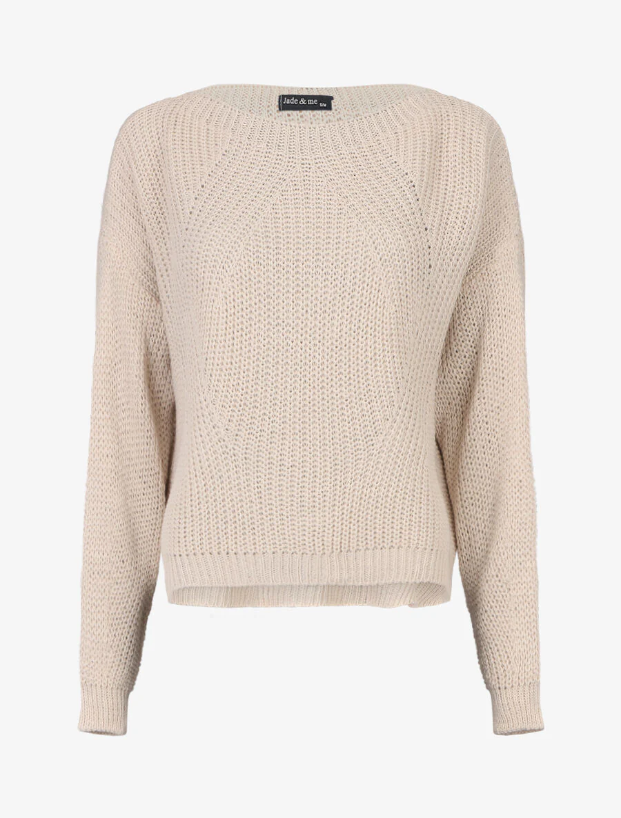 Pull loose à col bateau - Beige