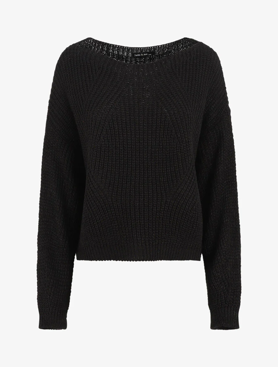 Pull loose à col bateau - Noir