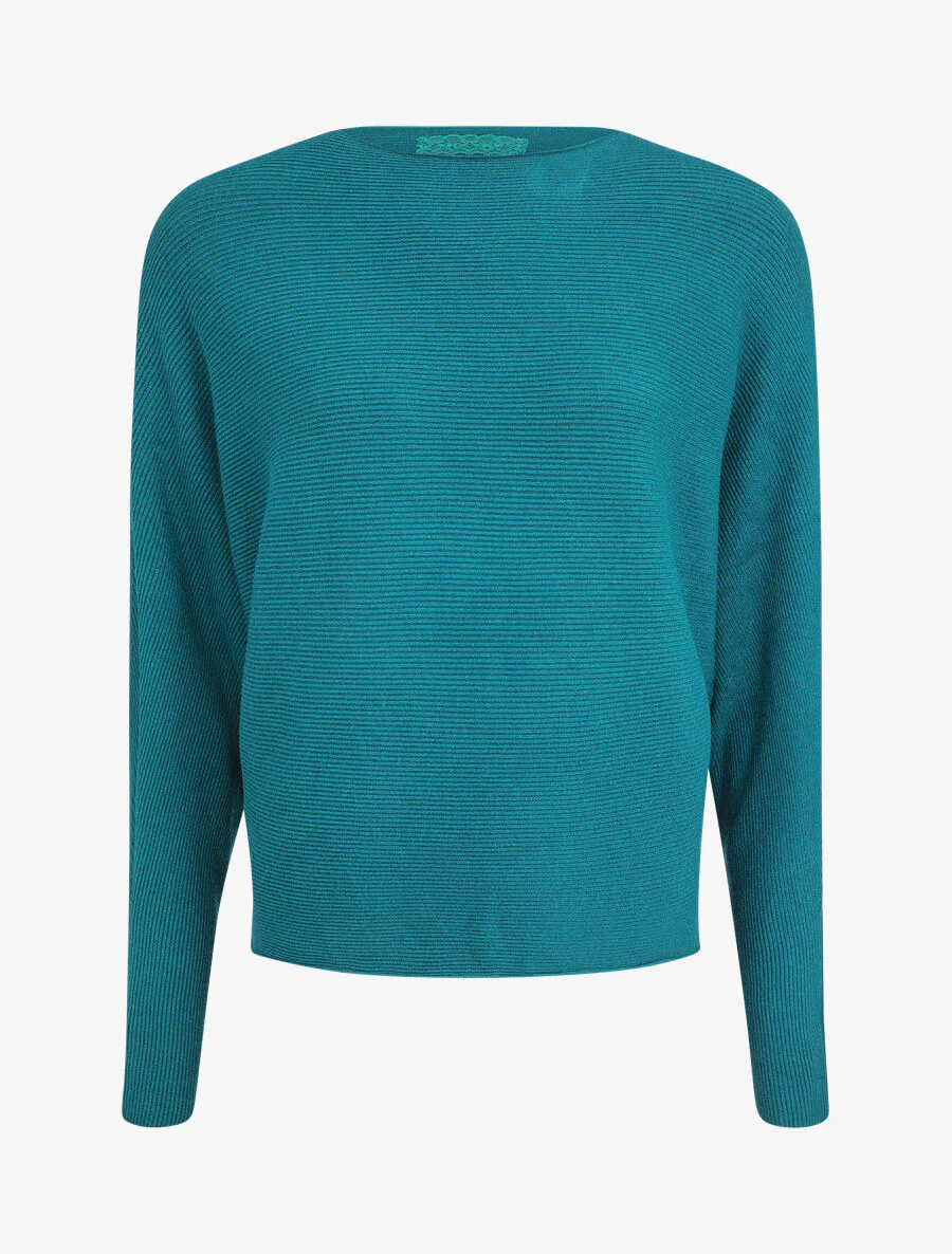 Pull loose à col rond - Bleu canard
