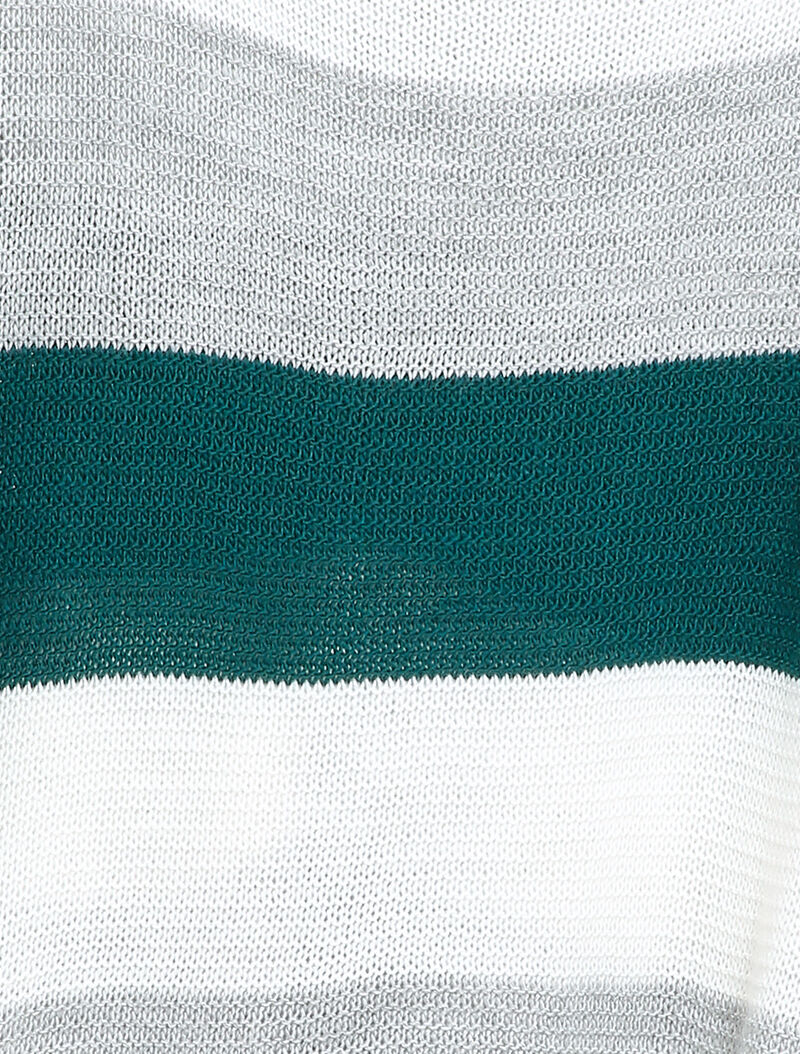 Pull loose à imprimé rayé et manches dolman - Bleu canard - Image 3
