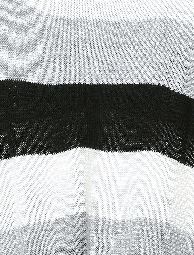 Pull loose à imprimé rayé et manches dolman - Noir - Image 3