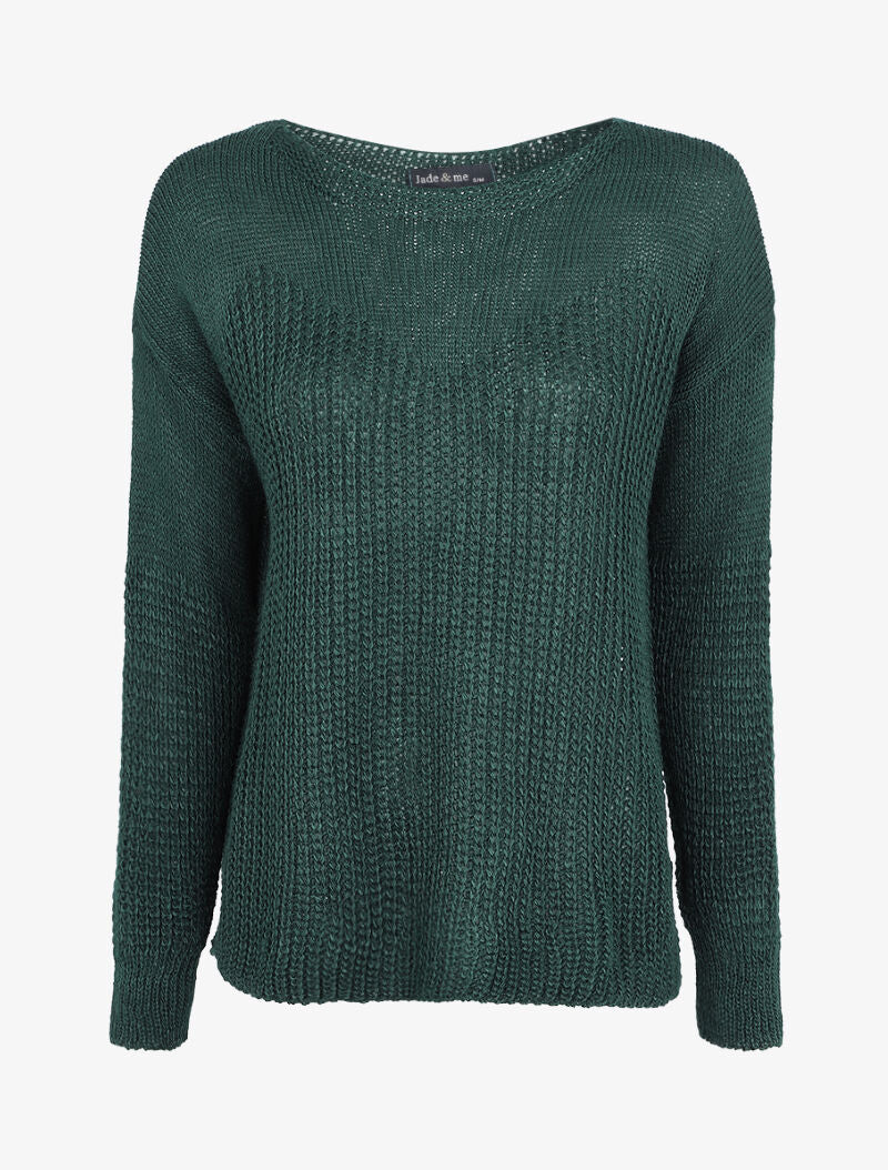 Pull loose en maille épaisse et fine - Vert sapin
