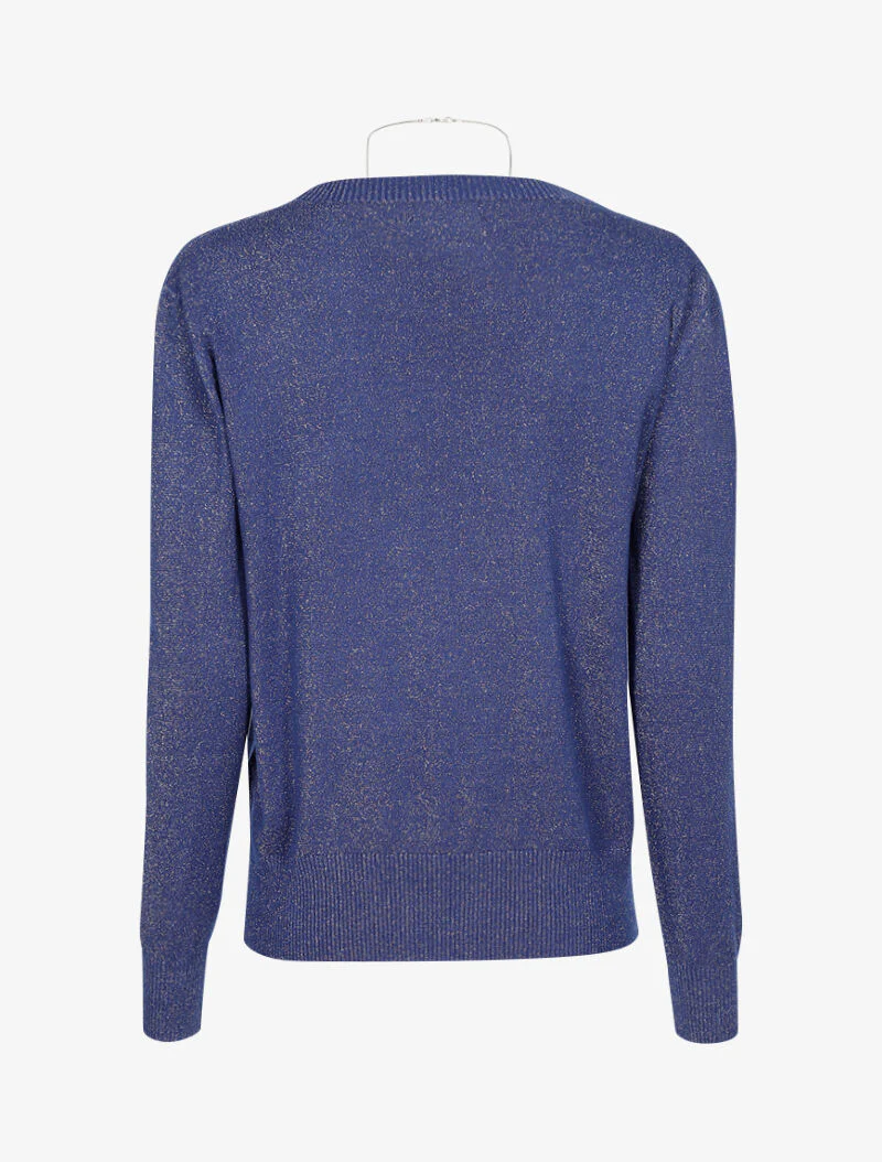 Pull loose pailleté à col V - bleu - Image 2