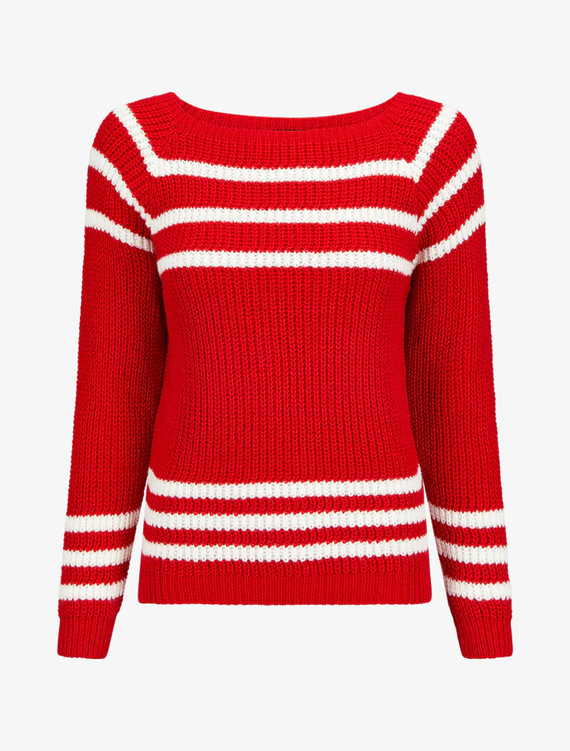 Pull oversize à bandes contrastantes - Rouge