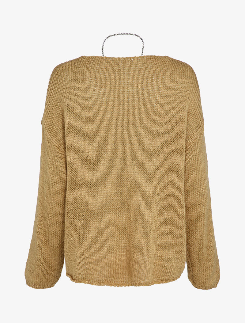 Pull oversize à dos long - Beige - Image 2
