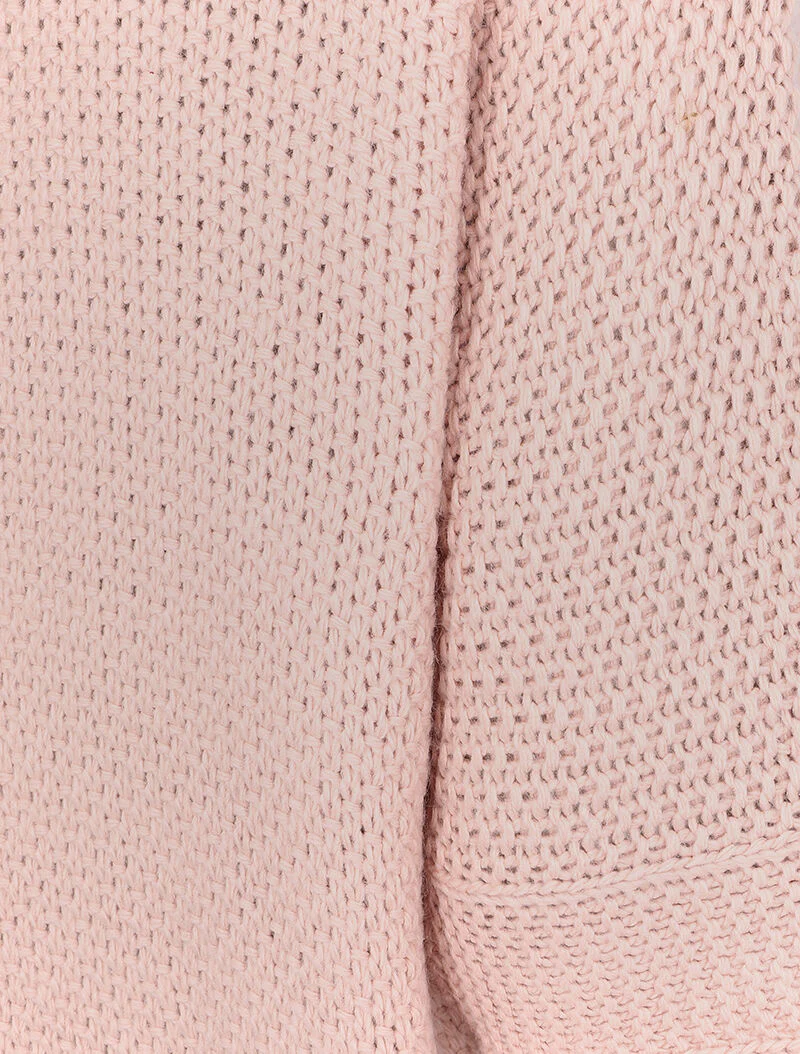 Pull oversize à manches 3/4 et col U - Rose poudré - Image 3