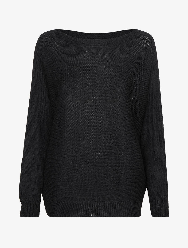 Pull oversize à manches dolman et col bateau - Noir