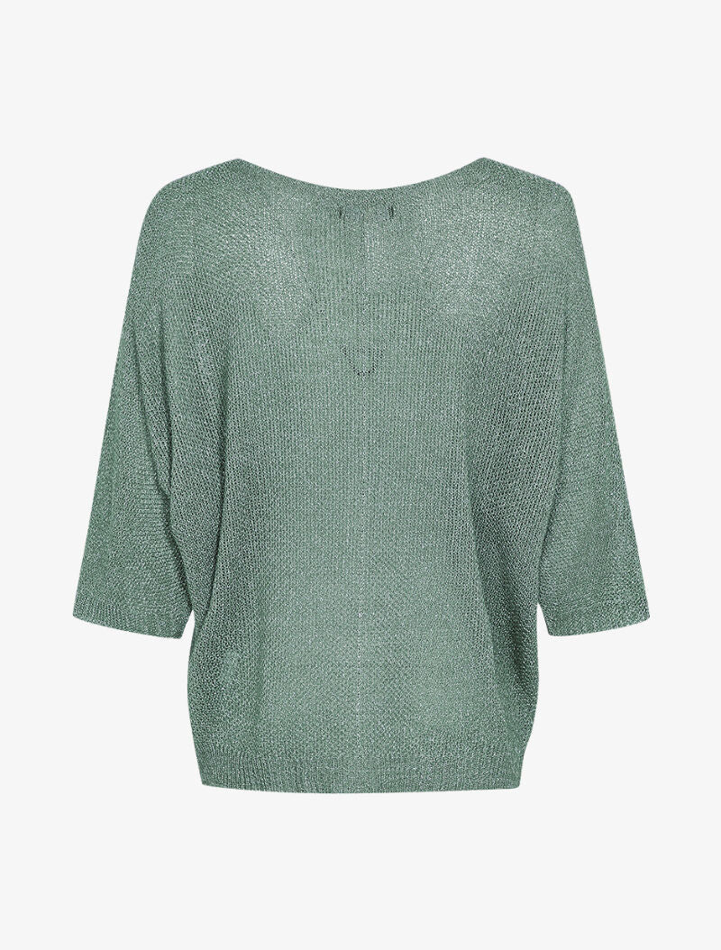 Pull oversize en maille crochet imprimé - Kaki - Image 3