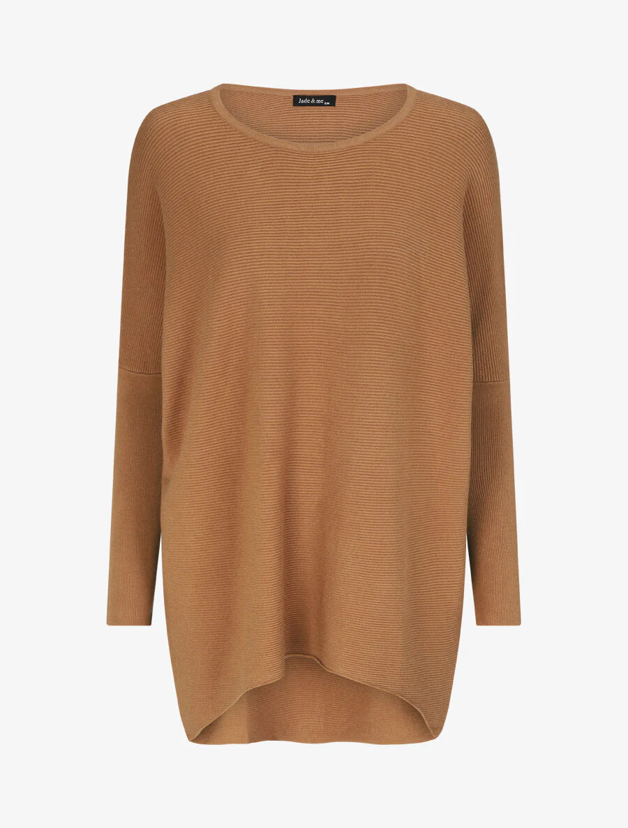 Pull oversize uni côtelé - Camel