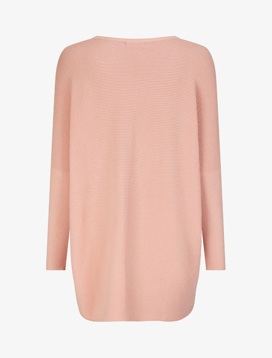 Pull oversize uni côtelé - Rose - Image 2