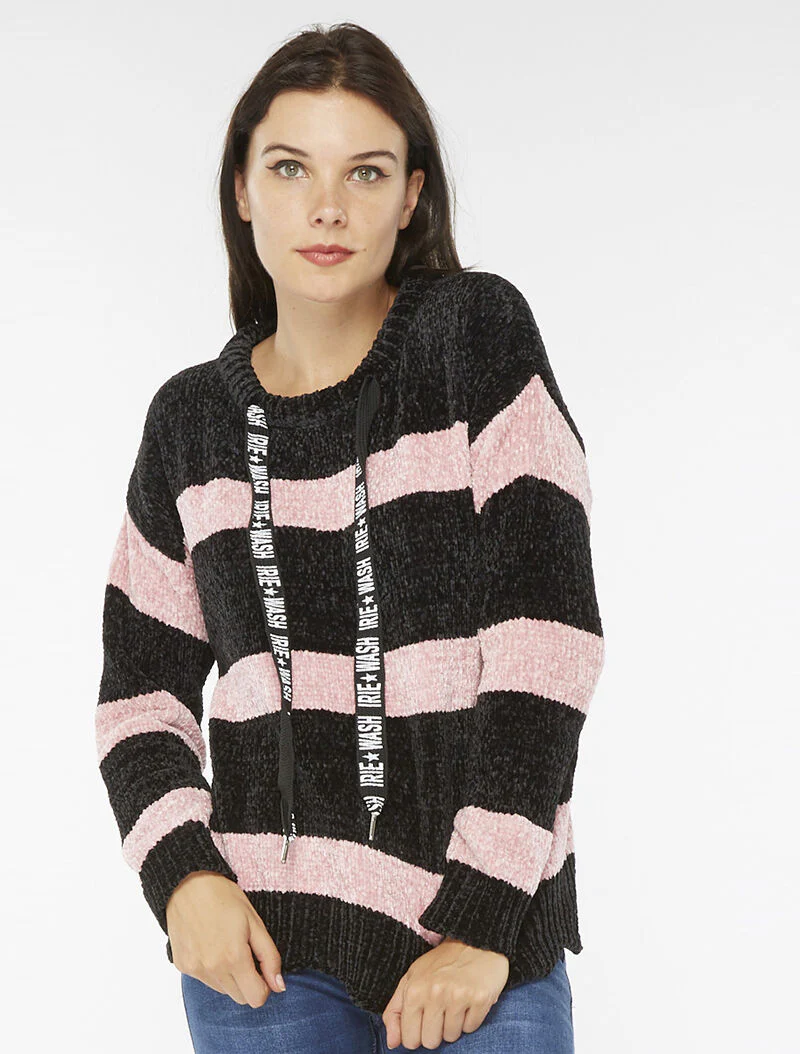 Pull pilou rayé - noir/rose - Image 2