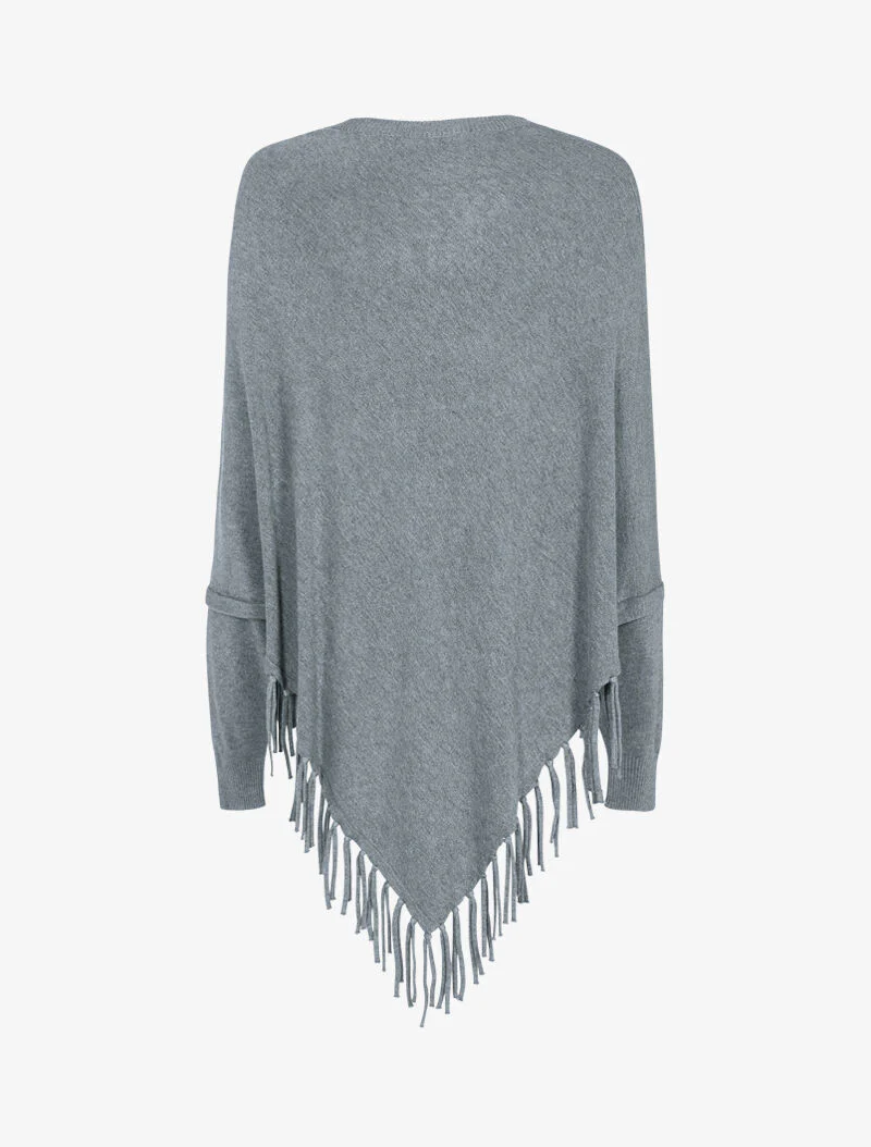 Pull poncho à franges - gris foncé - Image 2