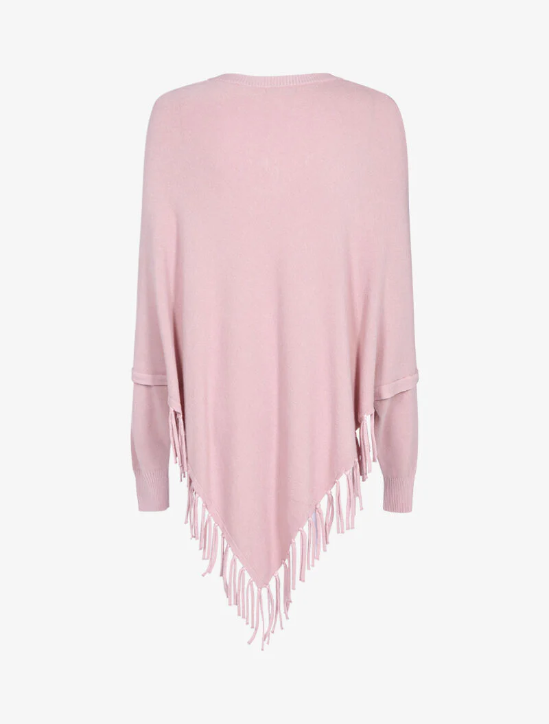 Pull poncho à franges - rose - Image 2
