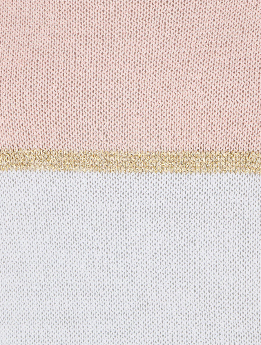 Pull rayé fin à manches courtes - Rose - Image 3