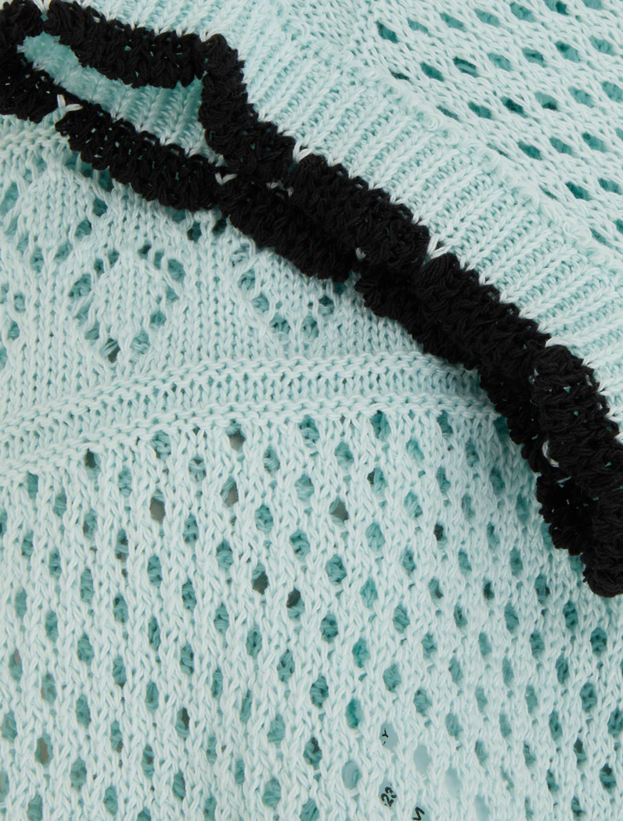 Pull sans manches à col contrastant - Bleu ciel - Image 3