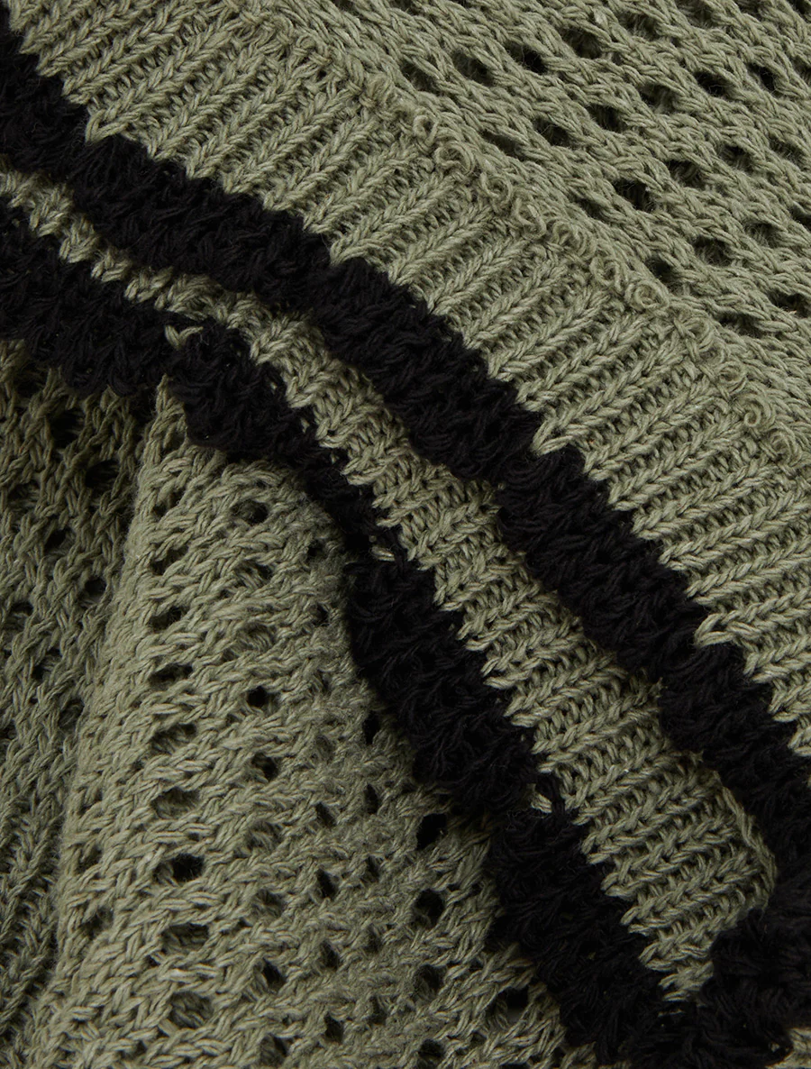 Pull sans manches à col contrastant - Kaki - Image 3