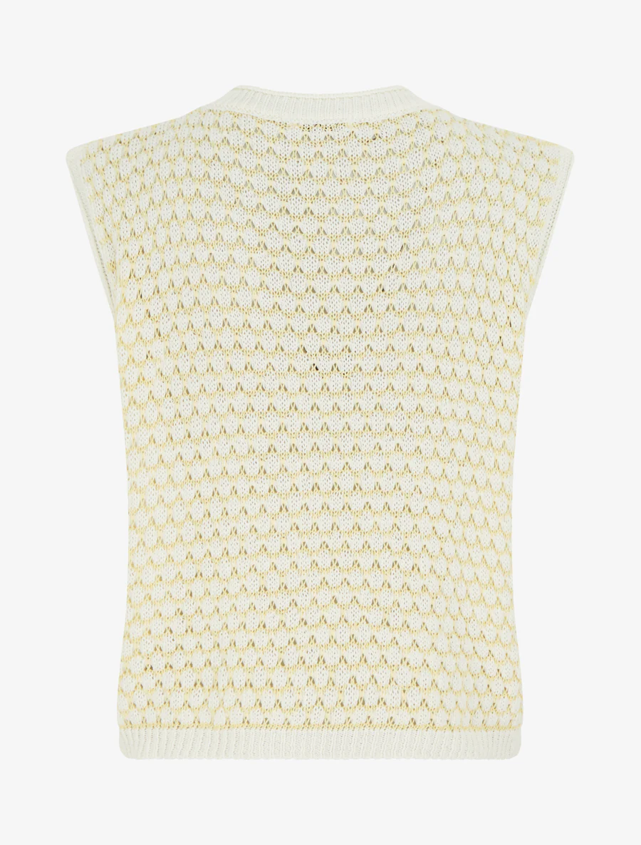 Pull sans manches motif nid d'abeille - Jaune - Image 2