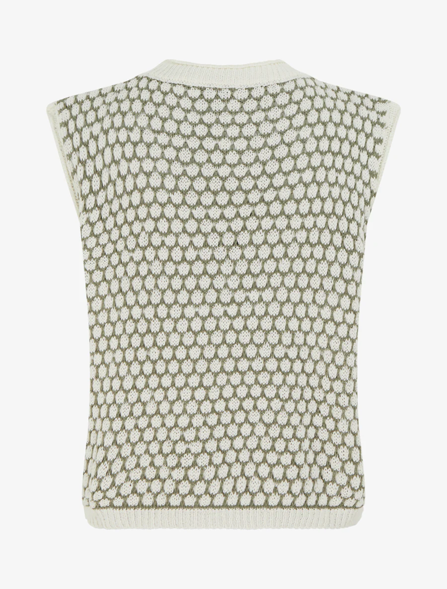 Pull sans manches motif nid d'abeille - Kaki - Image 2