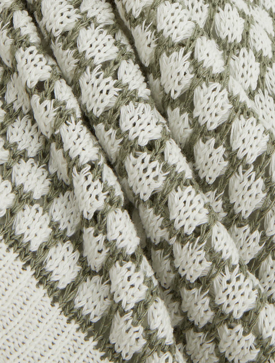 Pull sans manches motif nid d'abeille - Kaki - Image 3