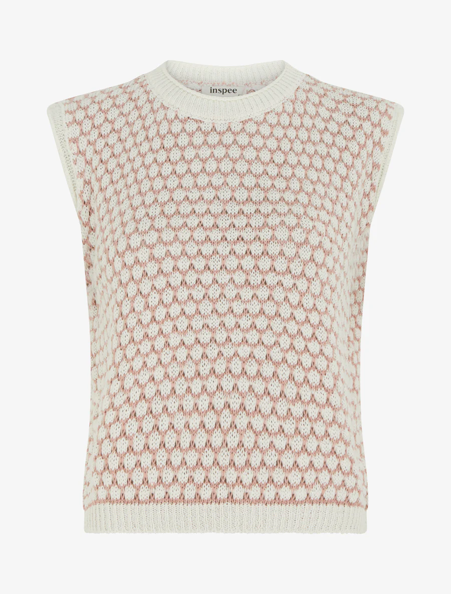 Pull sans manches motif nid d'abeille - Rose