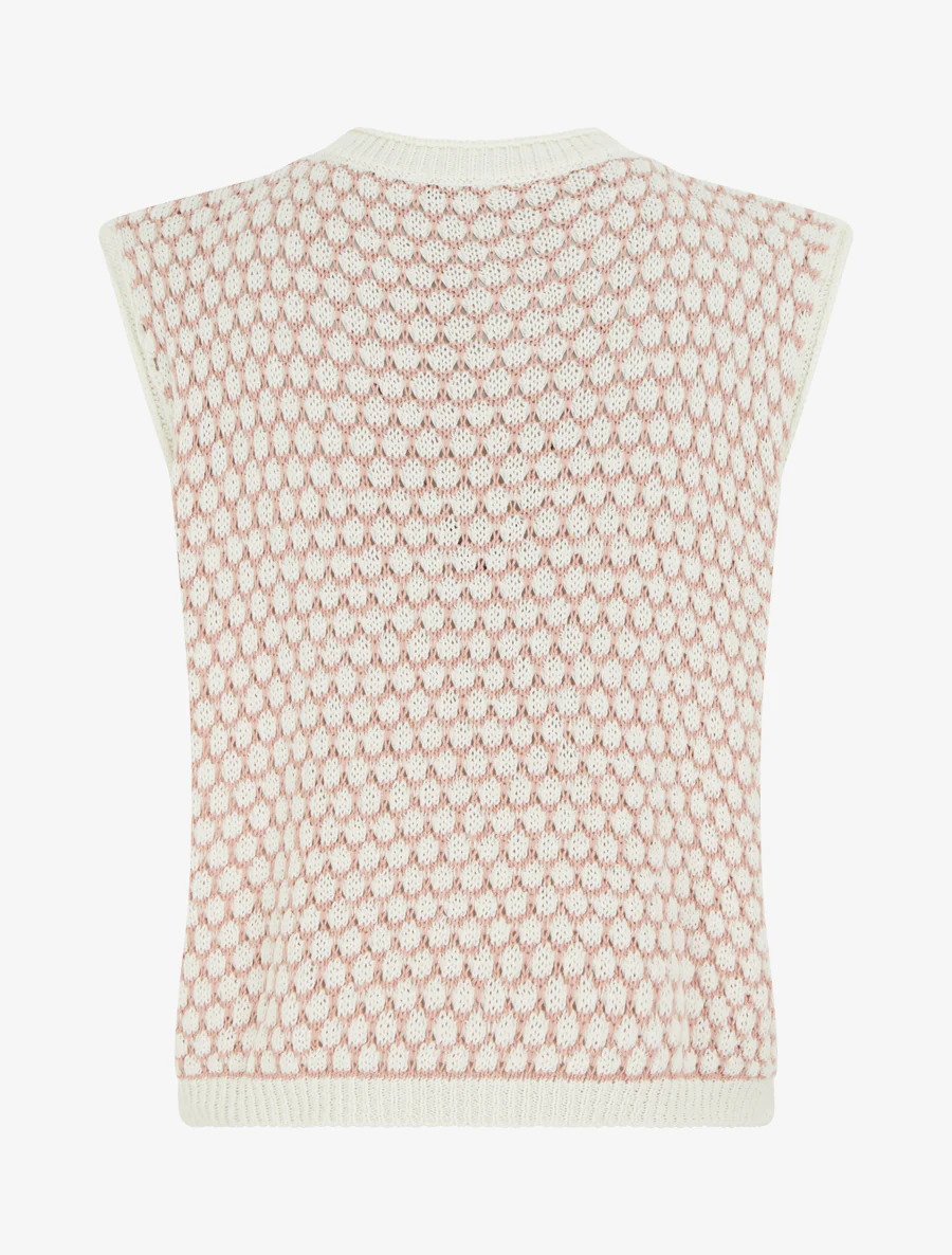 Pull sans manches motif nid d'abeille - Rose - Image 2