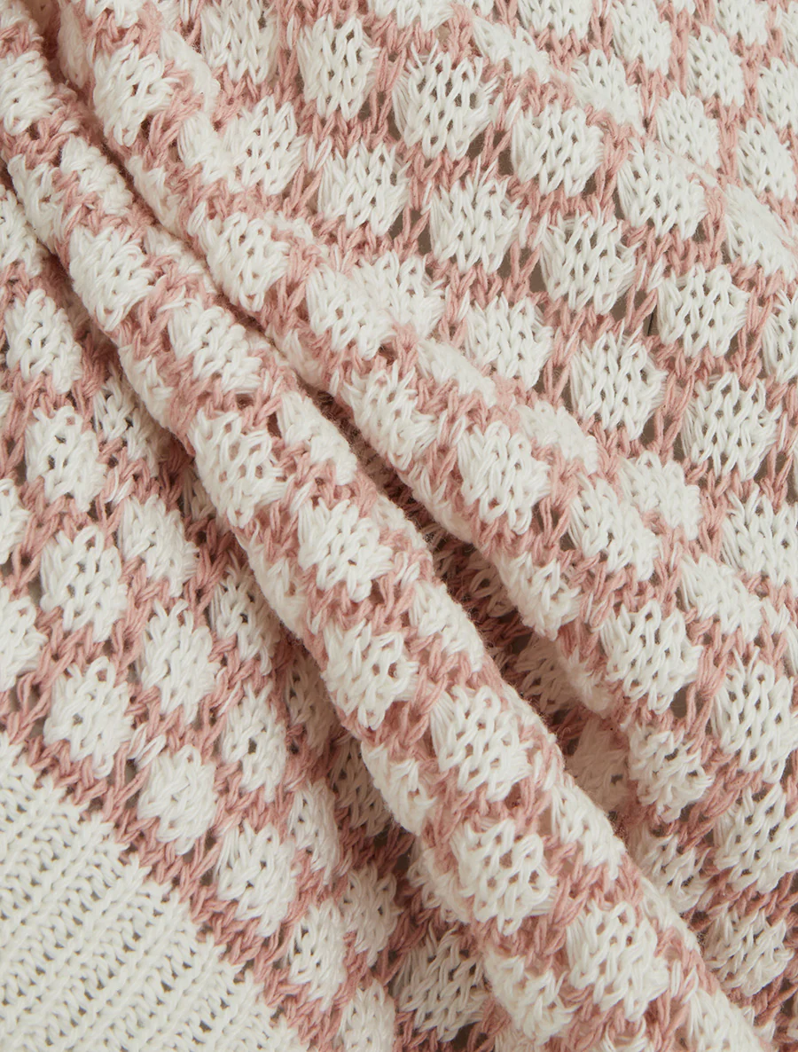 Pull sans manches motif nid d'abeille - Rose - Image 3