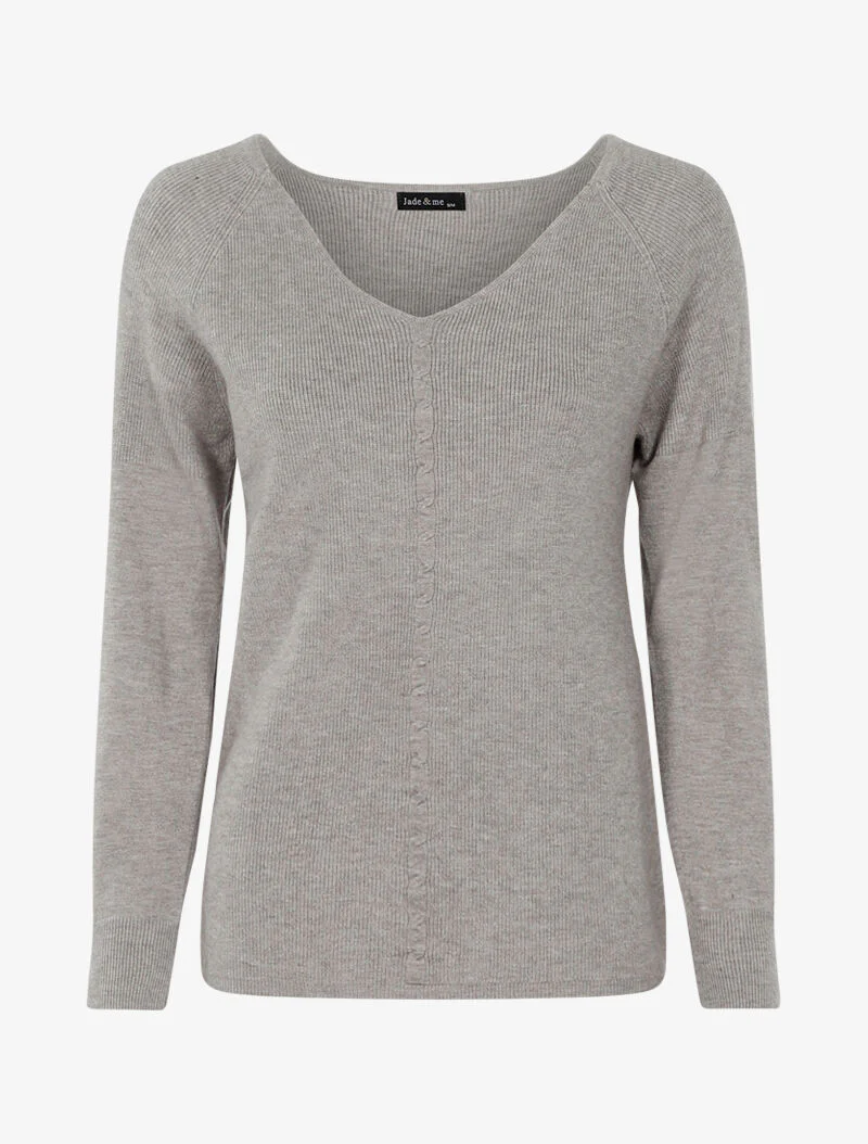 Pull stretch à détail tressé - gris chiné