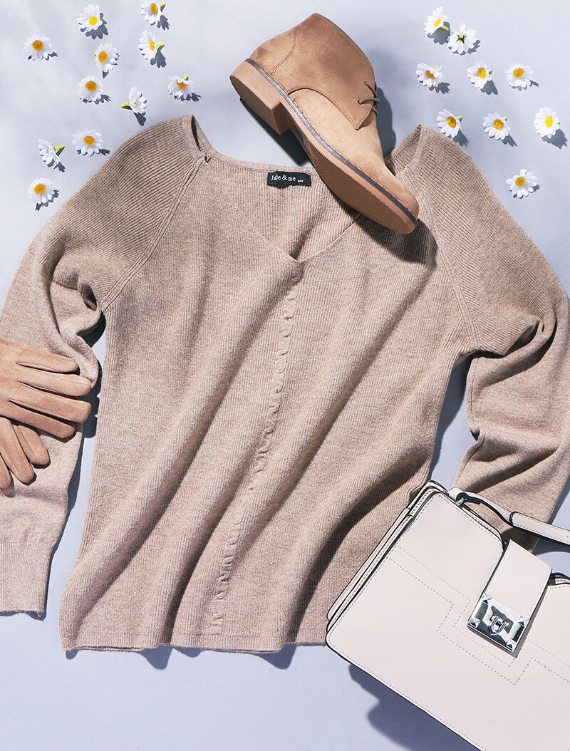 Pull stretch à détail tressé - taupe