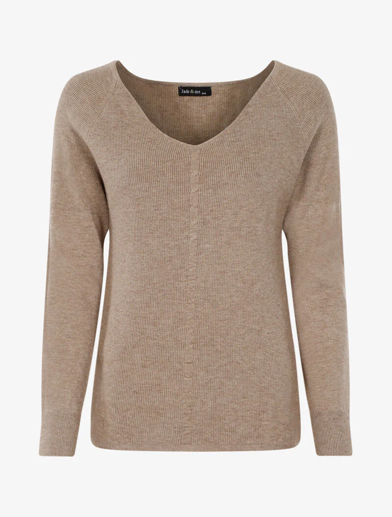Pull stretch à détail tressé - taupe - Image 2