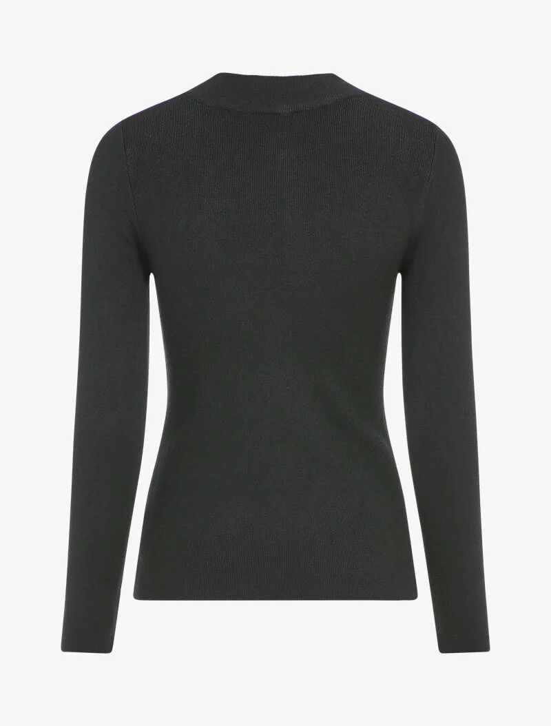 Pull stretch à détails dorés - Noir - Image 2