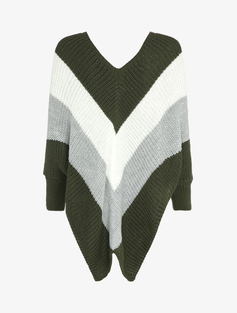 Pull style poncho à bords asymétriques - Kaki - Image 2