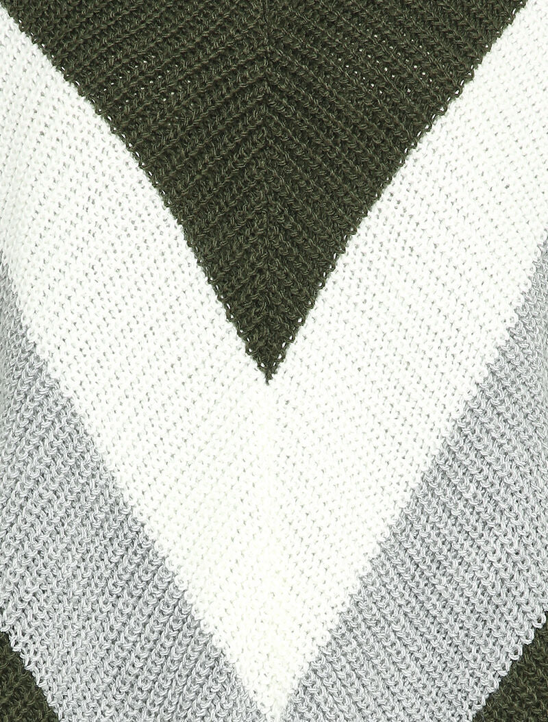 Pull style poncho à bords asymétriques - Kaki - Image 3