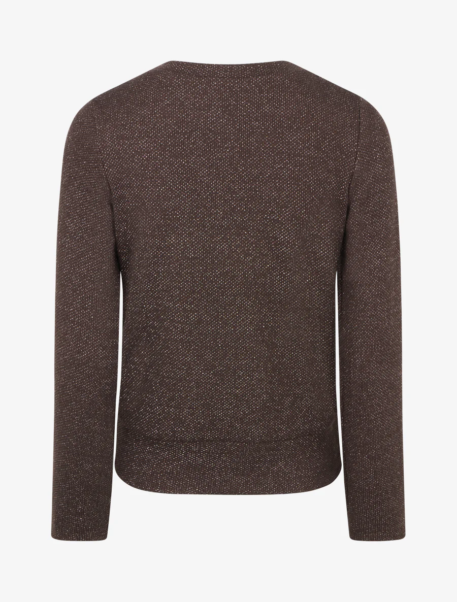 Pull superposé effet gaufré irisé - Chocolat - Image 2
