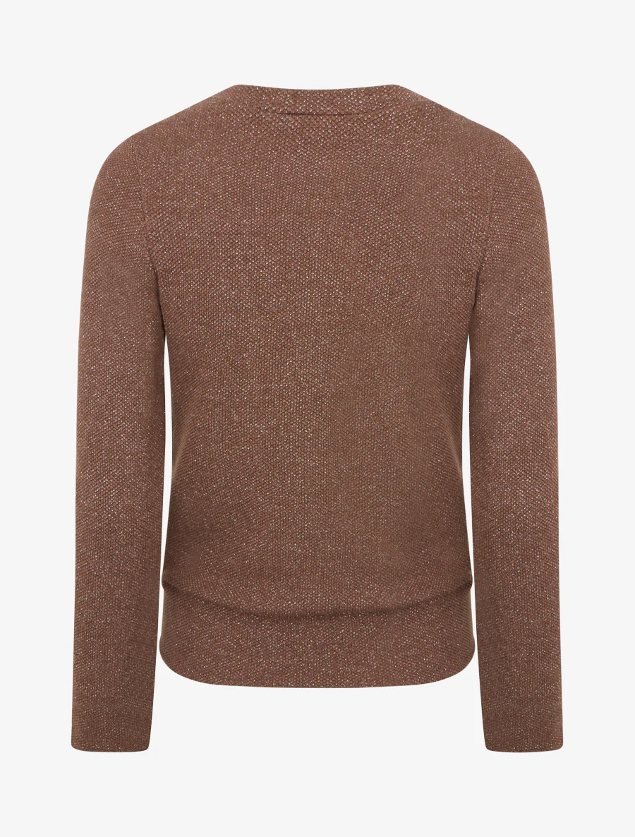 Pull superposé effet gaufré irisé - Marron - Image 2