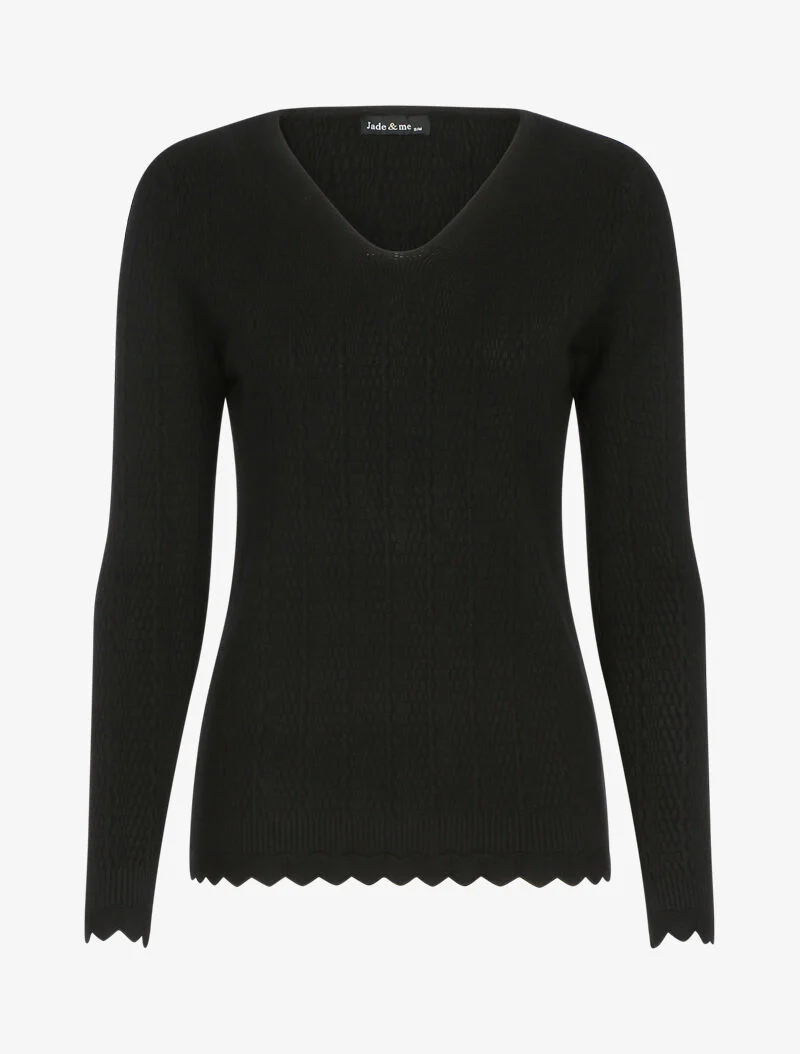 Pull texturé à bords ondulés - noir