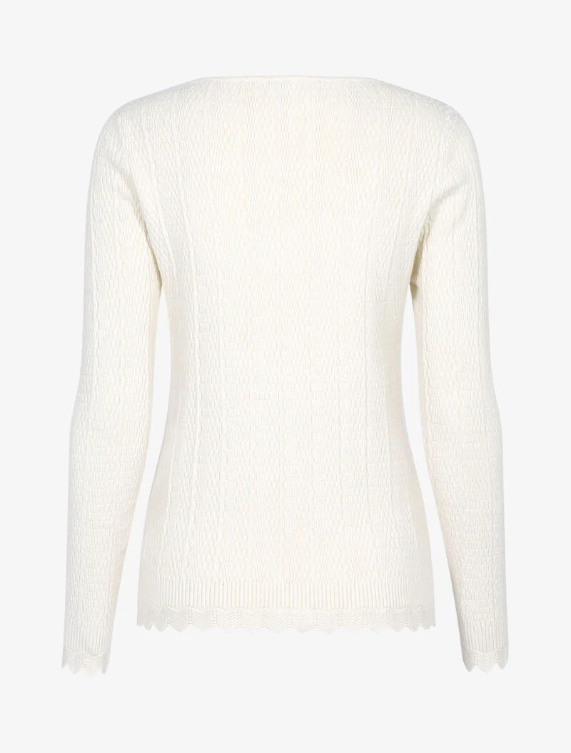 Pull texturé à bords ondulés - beige - Image 3