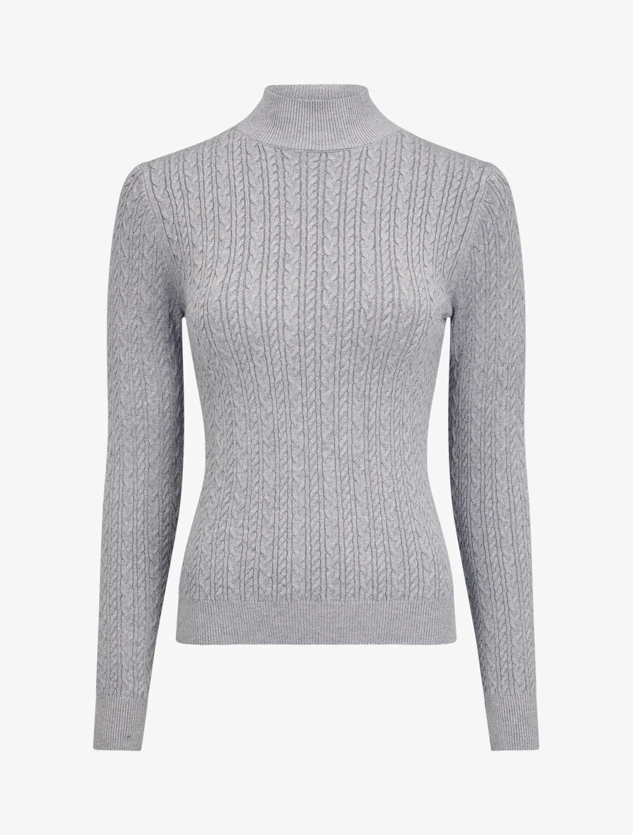 Pull texturé à col montant - Gris