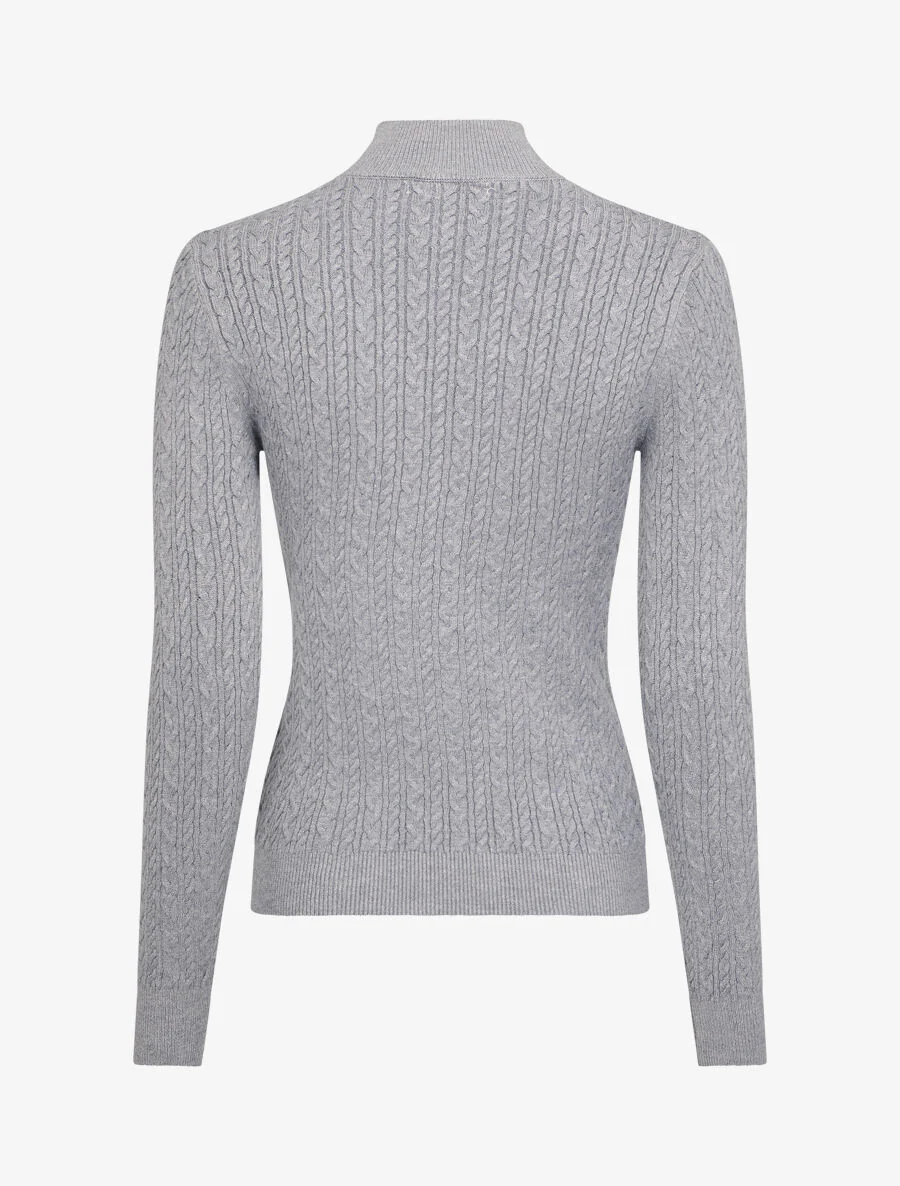 Pull texturé à col montant - Gris - Image 2