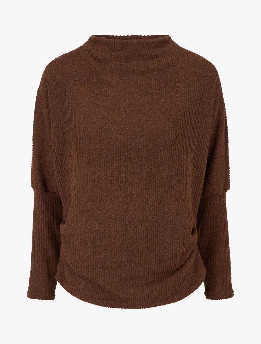 Pull texturé à manches longues - Marron