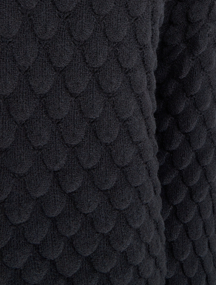 Pull texturé à motif écailles - Noir - Image 3