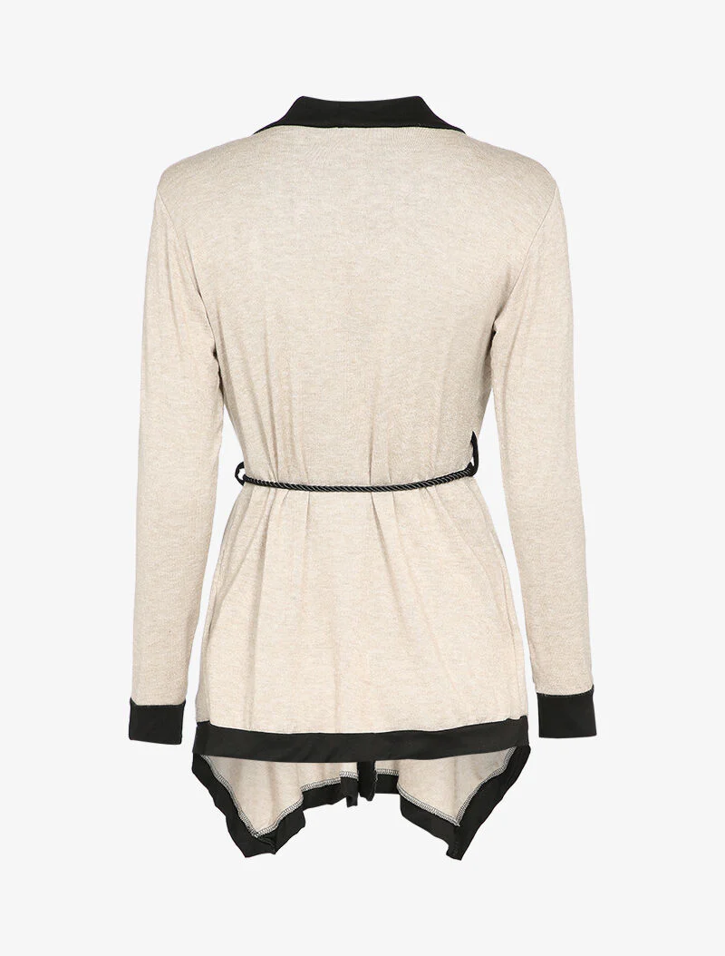 Pull trompe l'oeil style gilet asymétrique - Beige - Image 3