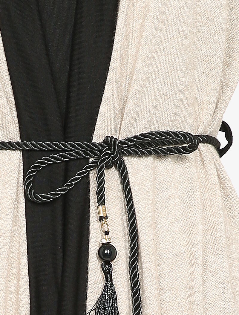 Pull trompe l'oeil style gilet asymétrique - Beige - Image 4