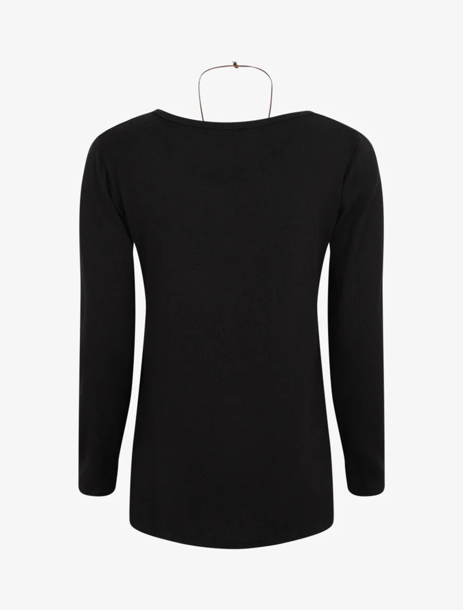 Pull uni à bas asymétrique - Noir - Image 2