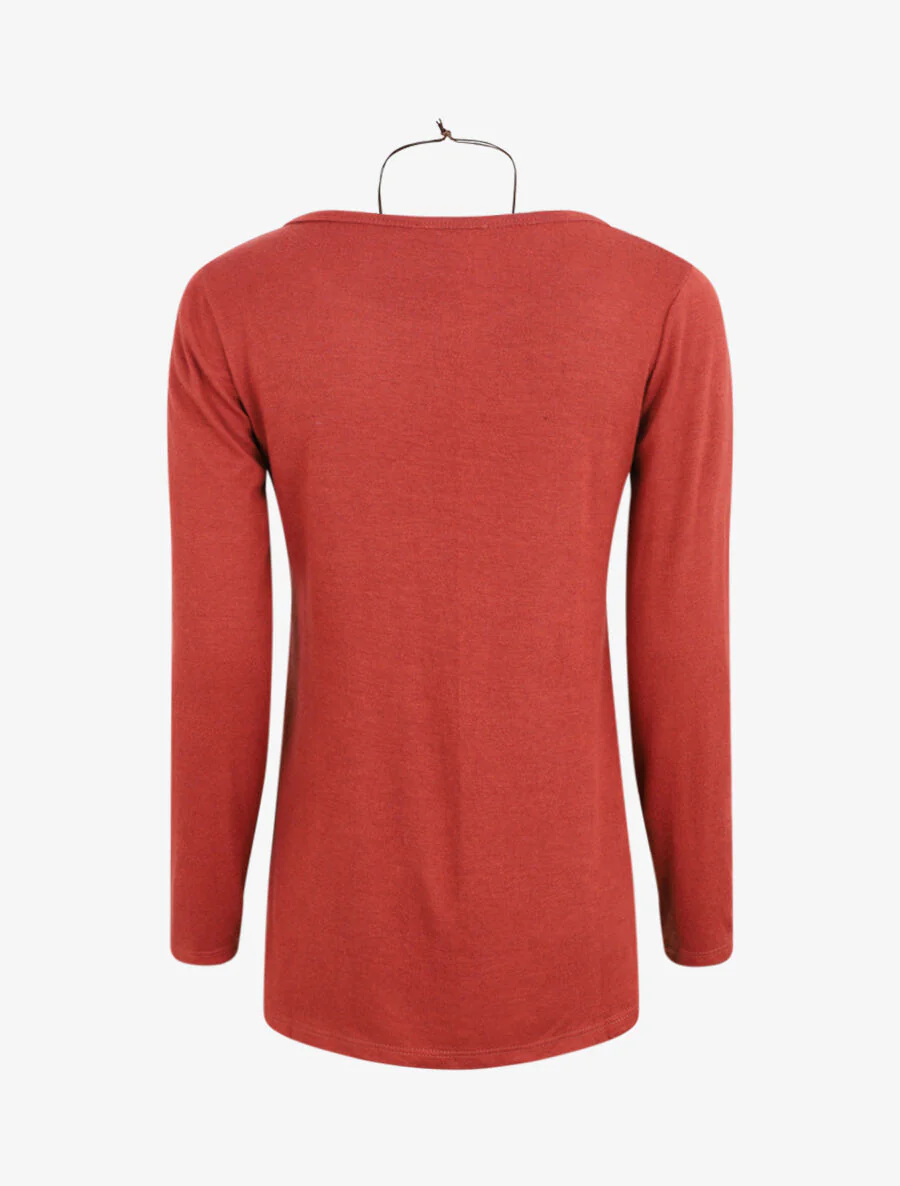 Pull uni à bas asymétrique - Terre de sienne - Image 2