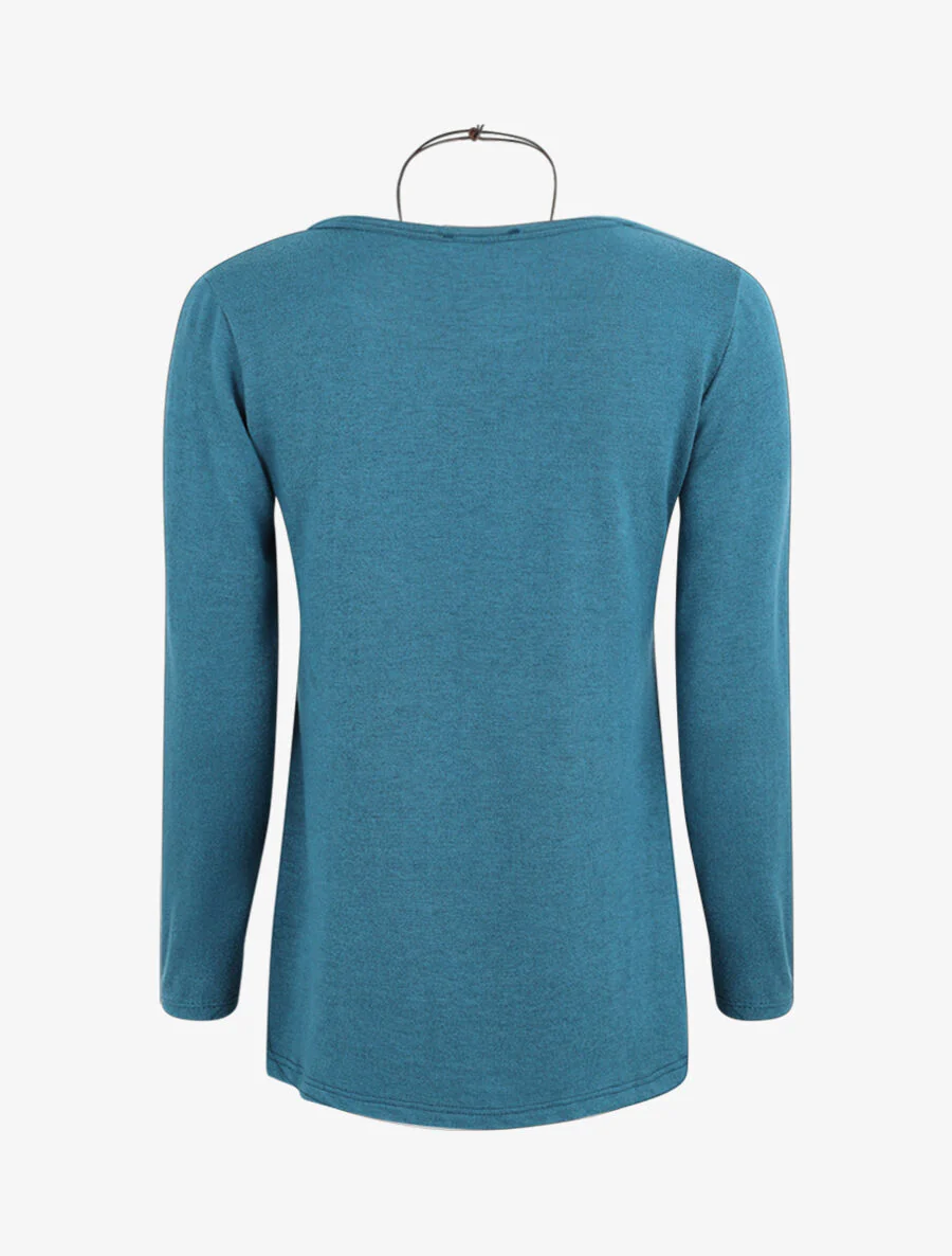 Pull uni à bas asymétrique - Bleu canard - Image 2