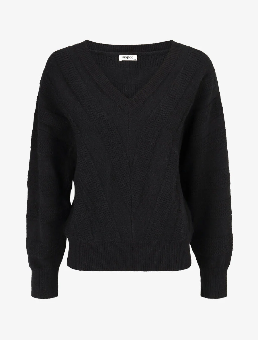Pull uni à boutons décoratifs au dos - Noir