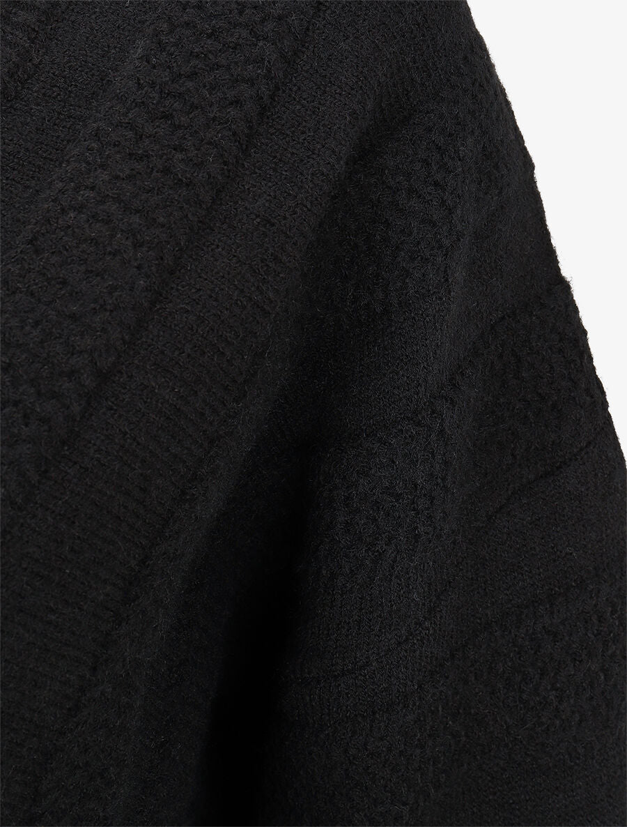 Pull uni à boutons décoratifs au dos - Noir - Image 3