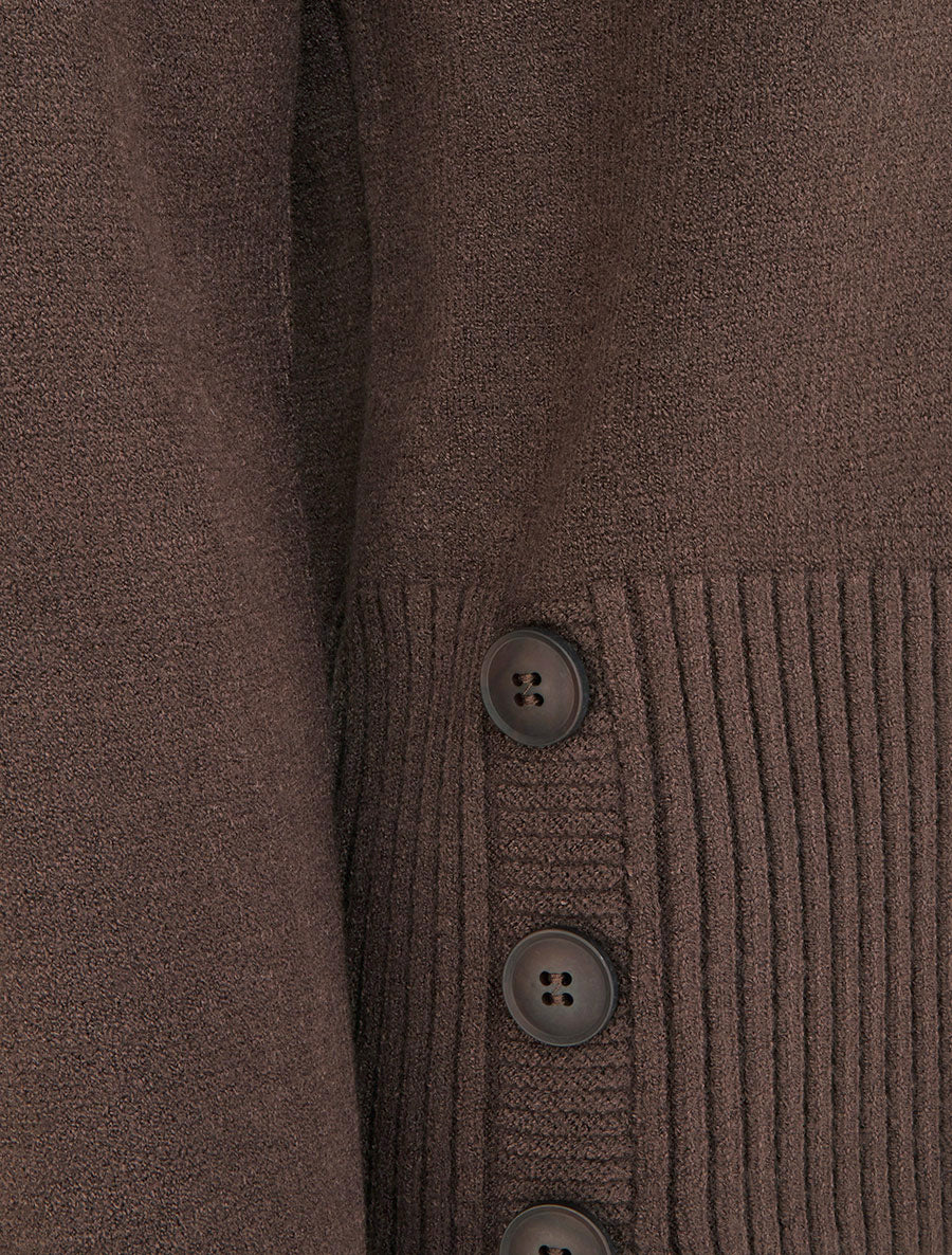 Pull uni à boutons décoratifs - Marron - Image 3