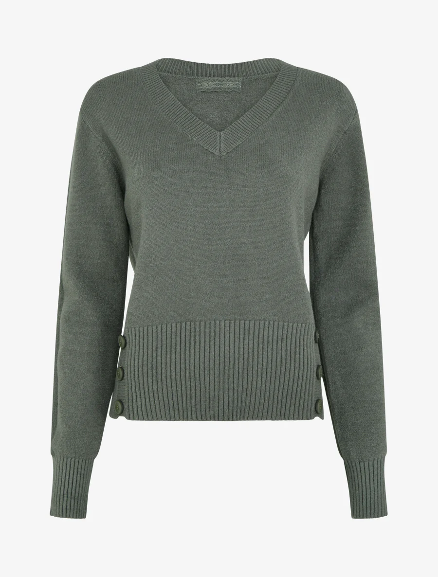 Pull uni à boutons décoratifs - Vert militaire